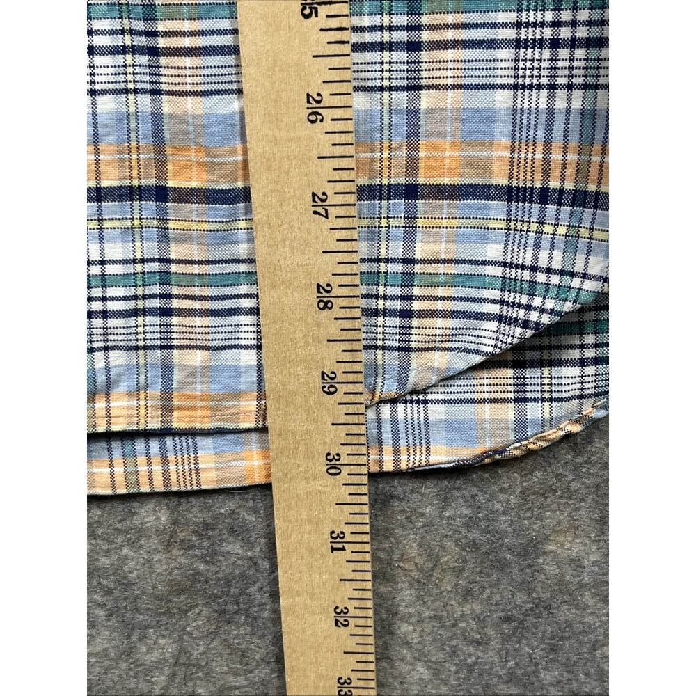 Ralph Lauren Shirt Custom Fit Mens M Blue Plaid Mediumweight Flesh Pony Preppy - Picture 7 of 9